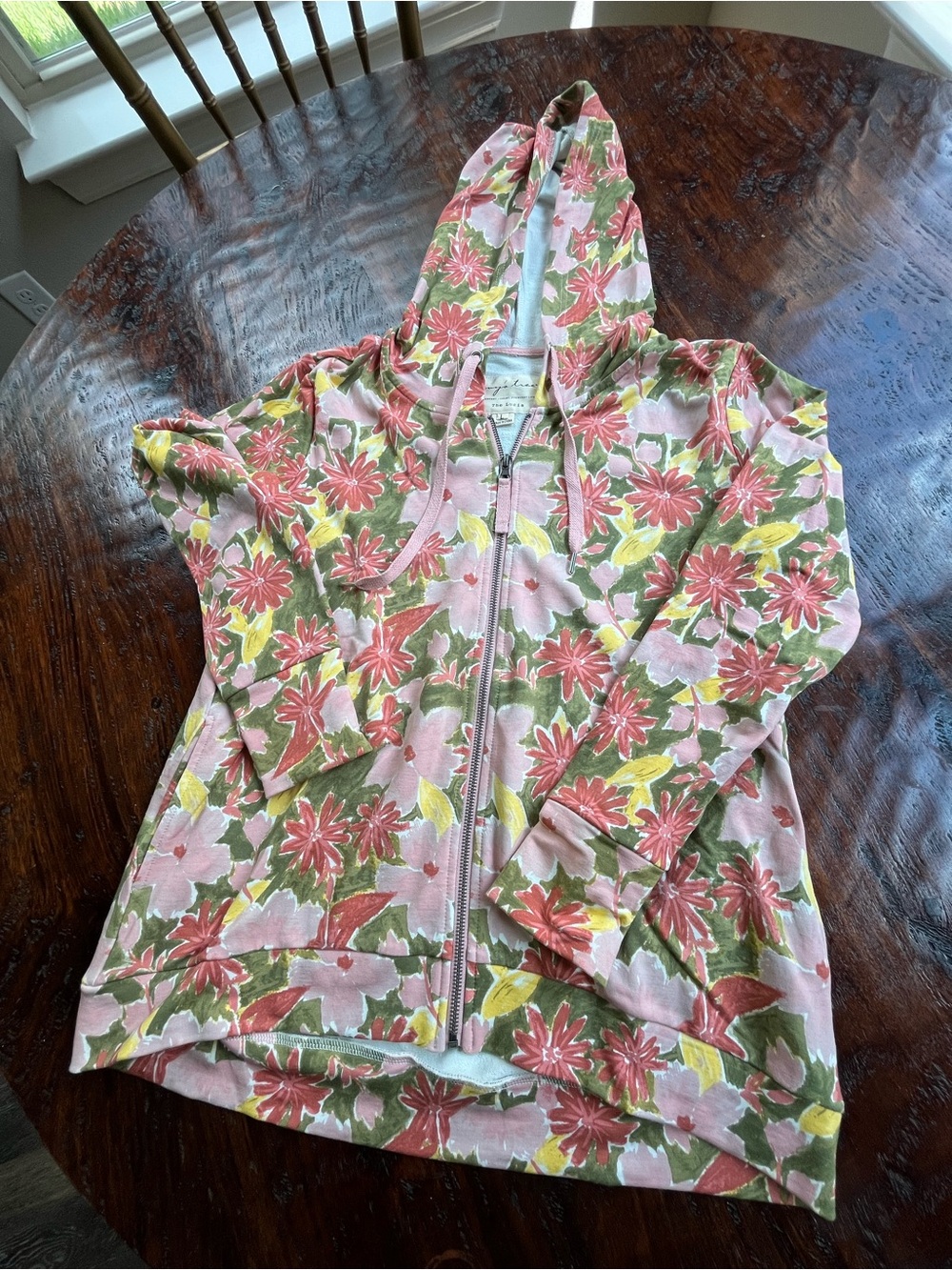 evy's tree Pink Multi Floral Zip-Up Hoodie